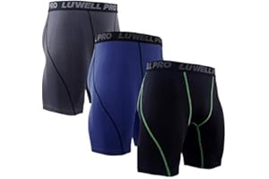 LUWELL PRO 3 Pack Compression Shorts Mens Quick Dry Running Shorts Base Layers Men for Training,Basketball,Gym