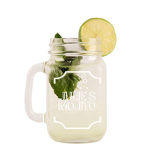 Personalised Mojito Glass Mason Jar, Retro Glassware, Jam Jar with Handle, Home Gifts