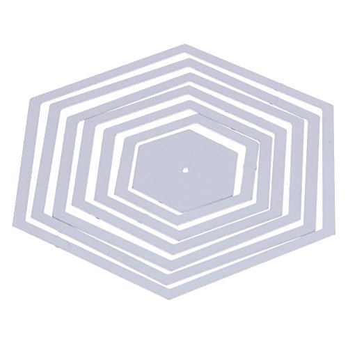 Amazingdeal365 7 PCS Hexagon Form Schablonen Schneiden DIY Dekor Sammelalbum Karten Buchzeichen Lesezeichen als Geschenk für Freunde Geburtstag Kinder,Kindergarten Hobby Schule Handarbeit Unterricht usw. Ein tolles Geschenk! - 6
