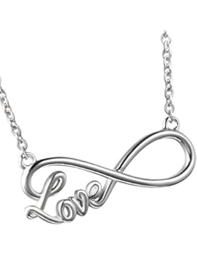 Oidea Damen Halskette mit Anhänger, Edelstahl LOVE Infinity Unendlichkeit Zeichen Anhänger mit Kette Halsband,...