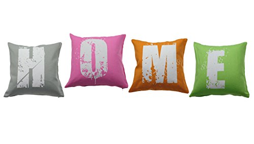 Kissenhülle 4er Set Love Home 40x40 Kissenbezug Vintage Deko Kissen Zierkissen #1587 Home