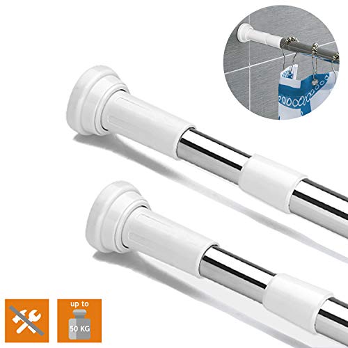 AIDBUCKS Binari per Tende da Doccia Acciaio Inossidabile Asta Tenda Doccia Regolabile Doccia Bastone Tende Bagno Bagno Guardaroba Soggiorno Regolabile 70-120 cm