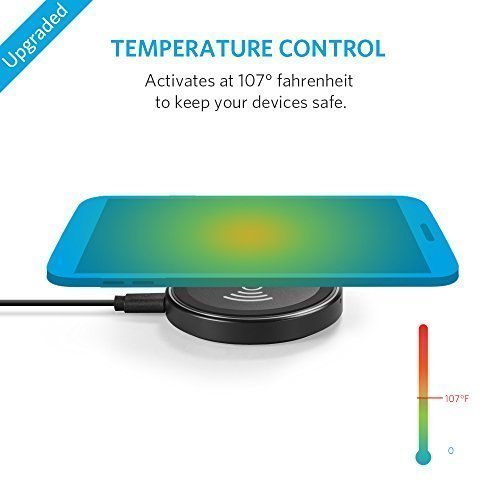Anker PowerPort Chargeur sans Fil - Chargeur par Induction pour Appareils Compatibles Chargeur sans Fil - pour iPhone X   8 8 Plus  Galaxy S6   S6 Edge  Nexus 4 5   6 7  LG G3 et Autres  Noir 