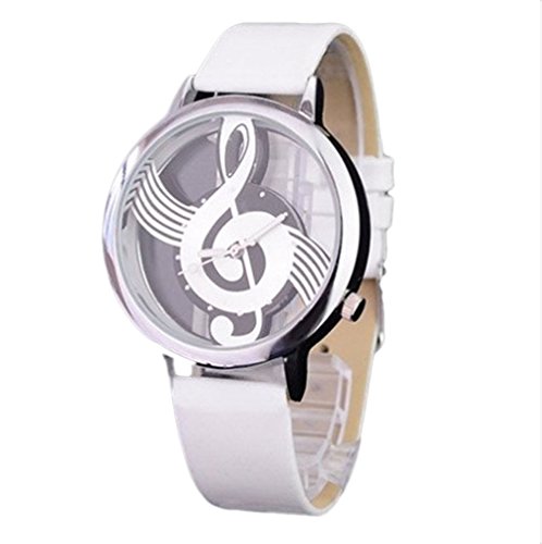 oumosi Frauen Hohl Musik Symbol Armbanduhr Casual Quarzuhr weiß oumosi Frauen Hohl Musik Symbol Armbanduhr Casual Quarzuhr weiß