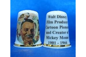 BIRCHCROFT CHINA Birchcroft Porcelain China Collectable Thimble - Walt Disney Film Producer with Dome Box