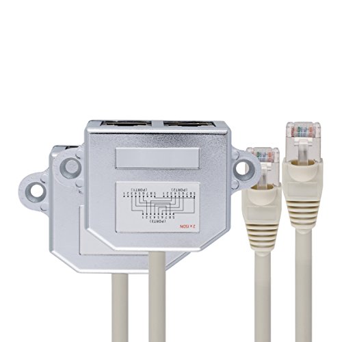 kwmobile 2x Netzwerkkabel Splitter Anschlussverdoppler Cat. 5e – RJ45 Stecker auf 2x Rj45 ISDN Buchse - 5