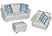 Produktbild alles-meine.de GmbH 3 tlg. Set: Miniatur Wohnlandschaft / Sofa Couch + Sessel + Hocker mit Kissen - für Puppenstube Maßstab 1:12 - Puppenhaus Puppenhausmöbel Sessel Wohnzimmer Klein