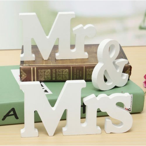 Misslight MR MRS Wooden Letters Wedding Decoration Present White Size Large (MR MRS) - 4