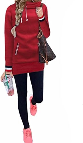 Newday Heaven Women's Hoodie Sweatshirt Dress Long Sleeve High Collar Fleece Pullover Hooded Sweatshirt Outwear Jumper with Pockets