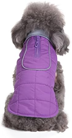 Aisuper Dog Coat Jacket For Chihuahua Bulldog Poodle Schnauzer Pets Padded Clothes For Small Dogs Cats Solid Winter Warm Vest 4 Colours Size XS-XL Small Purple