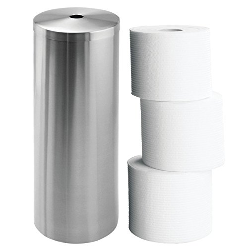 mDesign Toilettenpapierhalter Aluminium – schicker, freistehender Klopapierhalter – der ideale Papierrollenhalter – Edelstahl gebürstet - 3