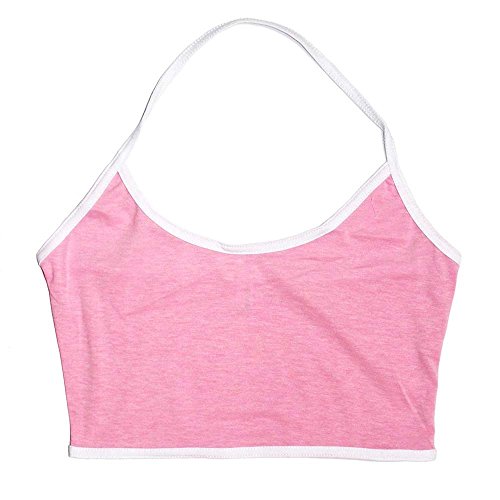 VANKER Summer Strappy Casual Sports Bustier Bra Vest Crop Tank Top Sleeveless Blouse Pink M
