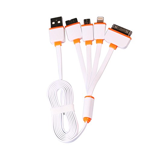 Timorn Multi USB Ladegerät 4 in 1 Mehrere USB kabel Adapter Stecker mit 8 Pin Beleuchtung / 30 Pin / Micro USB 2.0 / Micro USB 3.0 Anschlüsse für iPhone 6, 5, 5S, USB Micro für Samsung Galaxy S6 S5 S4, Anmerkung 3, Energien Bank Tragbare Ladegerät und mehr (Orange)