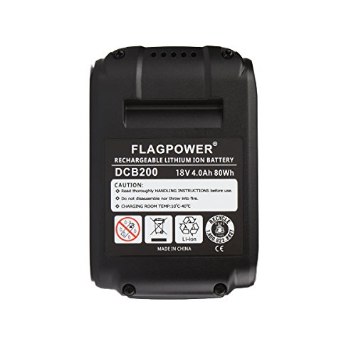 FLAGPOWER 4.0Ah 18V 20V Werkzeug Akku für DeWalt XR DCB184 DCB200 DCB182 DCB180 DCB181 DCB182 DCB201 18V Batterie Li-ion Accu (4.0Ah 1 Stück) - 5