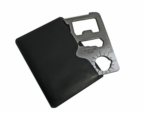 Multifunktions Werkzeug im Scheckkartenformat 13-in-1 Funktions-Karten-Messer hochwertiges Edelstahl mit Leder Etui - 2