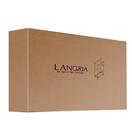 LANGRIA Zusammenklappbar Kleiderständer Rollbar Garderobenständer mit 2 Verstellbare Kleidertange, 4 Omnidirektionalen Rädern, Halten bis 250 lbs (55,1 bis 65,0 “ H x 50,4-74,0 “ W x 21.7 “ D), Chrom-Finish - 7