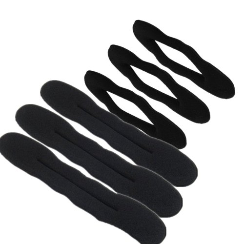 VIKEN 6pcs Magic Foam Sponge Clip Hair Styling Donut Bun Former Maker (3 Large+3 Small)
