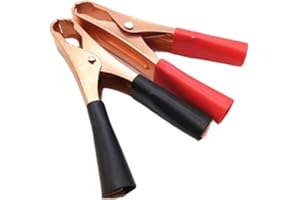 SENRISE Heavy Duty Crocodile Clip, Alligator Clip Insulated Electrical Testing Circuit Large Clamps 2pcs Red + Black