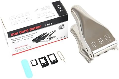 Leeko 3 in 1 SIM Card Cutter for SIM Card/Micro SIM Card/Nano Card with 3 Adapters (silver)