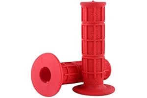2pcs Poignée de Guidon de Moto, Keenso 7/8" 22mm Guidon de Moto Antidérapant Poignées de Main d'Extrémité de Barre Universel en Caoutchouc pour la Plupart des Moto Vélo(Red)