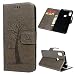 Produktbild Edauto Xiaomi Redmi Note 6 Pro Hülle Leder Case Schutzhülle Wallet Flipcase Eule Baum PU Handyhülle Handytasche Geldbörse Karteneinschub Magnetverschluß Ständer Klapptasche Tasche Grau