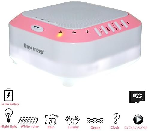 White Noise Machine,three sheep Baby Sleep Sound Machine,Therapy Machine with Natural Soothing Sounds and SD Card Slot,3 Timer and Bedside Light USB Powered for Baby Sleep, Relaxation,Tinnitus