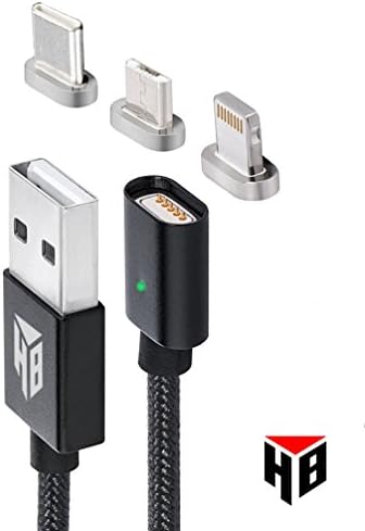 Hemamba USB to Lightning, USB Type C and Micro USB Cable. High Speed Magnetic 3 in 1 cable with Gold plated connectors. (2 metre)