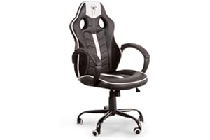 CAMBIA TUS MUEBLES CTM® Silla Gaming Spider-S – Silla Ergonómica para Escritorio y Gaming – Respaldo Reclinable 115º – Tapizado Deportivo y Altura Ajustable – 52x62x110-120 cm – hasta 110 kg (Blanco)
