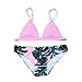 Produktbild TINGSU Frauen Sexy 6 Farben Blatt Druck Push Up Gepolsterter BH Bikini Set Top und Böden Badeanzug Beachwear Anzug (Rosa, M)