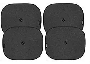 Aranxt Universal Black Cotton Fabric Car Window Sunshades with Vacuum Cups (Set of 4)