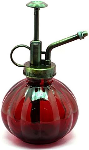 Franchen Vintage Glass Pumpkin Watering Can Pot Plant Mister Bottle with Top Pump Home Decor (Red)