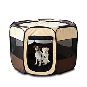 24x7 eMall Pet Playpen Tent Kennel and Carrying Case Collapsible and Outdoor Use with Water Resistant Shade Cover for Dog and Cat Portable Puppy Playpen 91 x 55 cm (36 x 22 Inch)