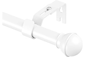 Yeabett Curtain Poles, 80-118cm Adjustable Eyelet Curtain Rod, 22mm Splicing Curtain Pole Set with Brackets for Living Room, Bathroom, Bedroom, Kitchen, White