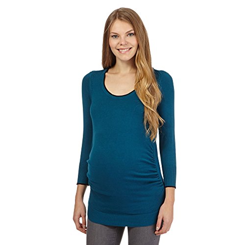 Red Herring Maternity Womens Dark Turquoise Cable Detail Maternity Jumper 14