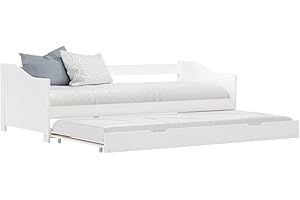 Tidyard Divano Letto a Scomparsa Moderno in Legno Bianco/Grigio/Marrone,Divano Letto 2 Posti,Divano Letto in Legno,Divani Letto,Divani Letto Due Posti,Divano Letto con Doghe in Legno 90x200 cm