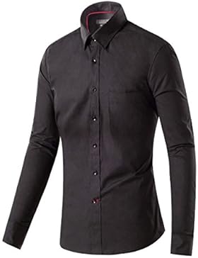 Cotone Uomo Nero LKDJCWX Casuale Di Affari Camicia A Maniche Lunghe