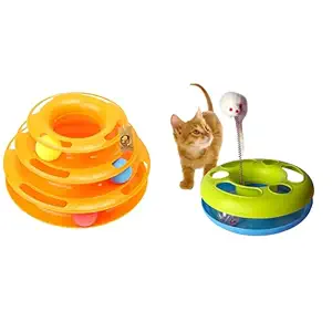 Foodie Puppies Interactive 3 Layer Toy and Happy Kitten Circle Combo for Cats and Kittens