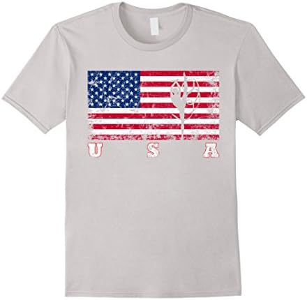 Men's American Flag Rhythmic Gymnastics Shirt Small Silver