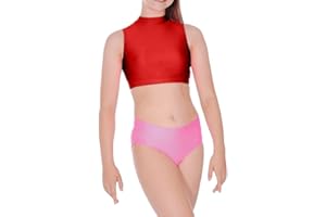 BODYWEAR LTD - Girls Polo Neck Sleeveless Crop Top – Shiny Nylon – Summer Wear – High Neck - Perfect for Dance Yoga, School, Sports, Cycling Training
