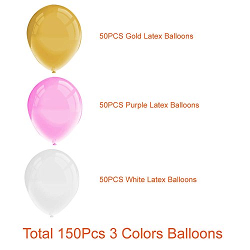Paxcoo 150 Pack Pink Gold Weiß luftballons mit Papier Girlande für Geburtstag Hochzeit Dekorationen - 2