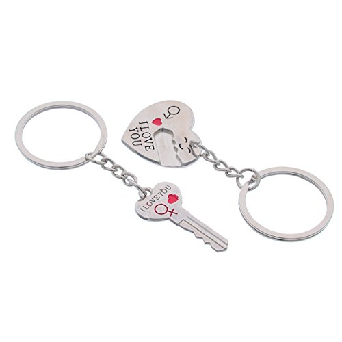 HOUSWEETY Partner Schluesselanhaenger Liebe Verlobung Hochzeit I Love you Partner Kette - 3