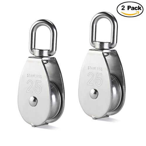 UEETEK 2Pcs 25MM Riemenscheibe Einzelsatz in Edelstahl 304 M25 Riemenscheibe Roller Tragkraft 400kg - Silber