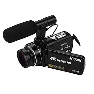 Decdeal 4K UltraHandheld DV Professional Digital Video Camera CMOS Sensor Camcorder with 0.45X Wide Angle Lens with Macro Stereo On-Camera Microphone Hot Shoe Mount 3.0 Inch IPS Monitor Burst