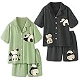 Lsydnfow Matching Pajamas For Couples Panda Print 2 Pieces Loungewear Top and Short Homewear Set