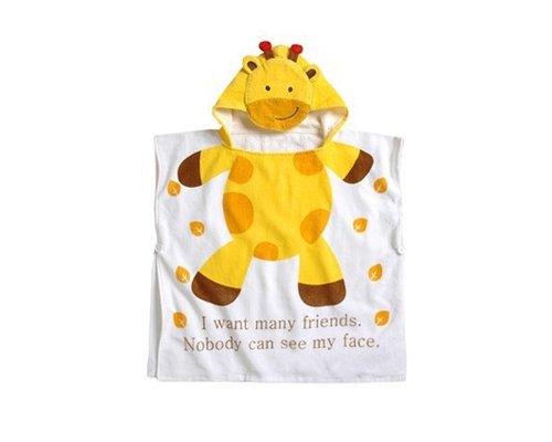 DSstyles 23.6'' x 47.2'' Lovely Comfortable Cartoon Animal Bath Poncho Hooded Towel Baby Soft Blanket Kid Cotton Bathrobe Cloak - Giraffe