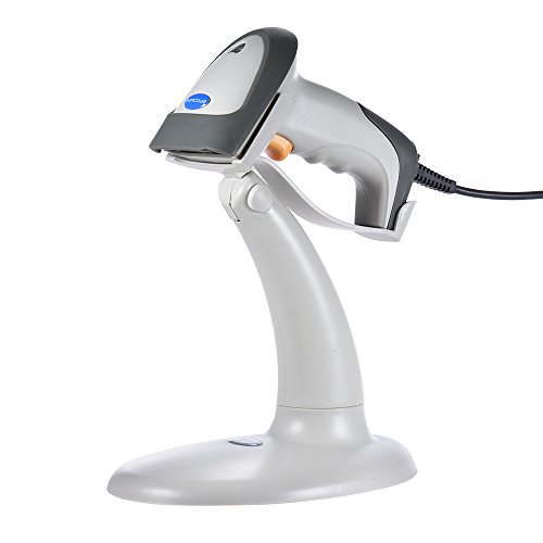 Preisvergleich Produktbild Aibecy USB Barcodescanner Bidirektional 1D Barcode Scanner, Automatisch / Manuell / Aufeinanderfolgender Scanner Barcodeleser Handheld Scanner 32 Bit ARM Prozessor Optisches Glas mit Stand Halter Weiß