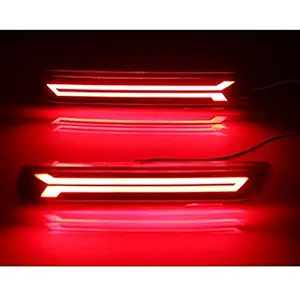 CARMART Rear Bumper LED Reflector/DRL Arrow Type with Running Matrix Indicator with 4 Wires for Maruti Suzuki Baleno, Brezza, Ciaz, Spresso, Wagon Ritz, SX4 (Red) - Set of 2