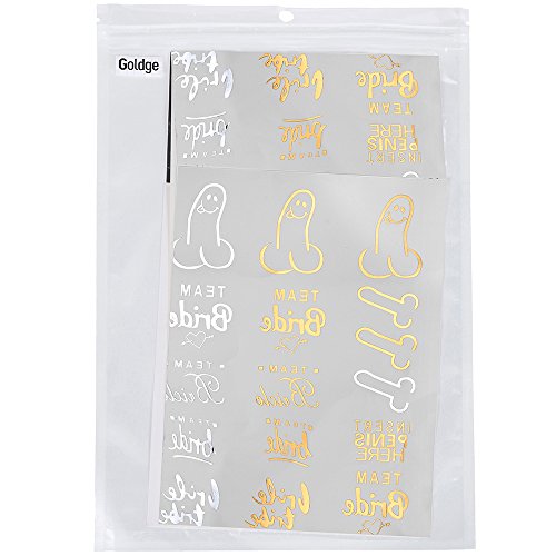 Goldge 2er Gold Temporäres Tattoo Aufkleber Partz Braut Hochzeit für Junggesellinnenabschied - 7