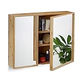 Für das Bad: Spiegelschrank für das Bad ist eine praktische Kombination aus Wandschrank und Spiegel - Ideal für Bad, Flur und Gäste-WC - Maße H x B x T: ca. 50,5 x 65 x 14 cm