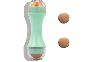 ZOSPPEI Rouleau volcanique absorbant l'huile, rouleau facial en pierre volcanique à double tête avec deux boules volcaniques remplaçables, rouleau de contrôle d'huile portable réutilisable (vert)